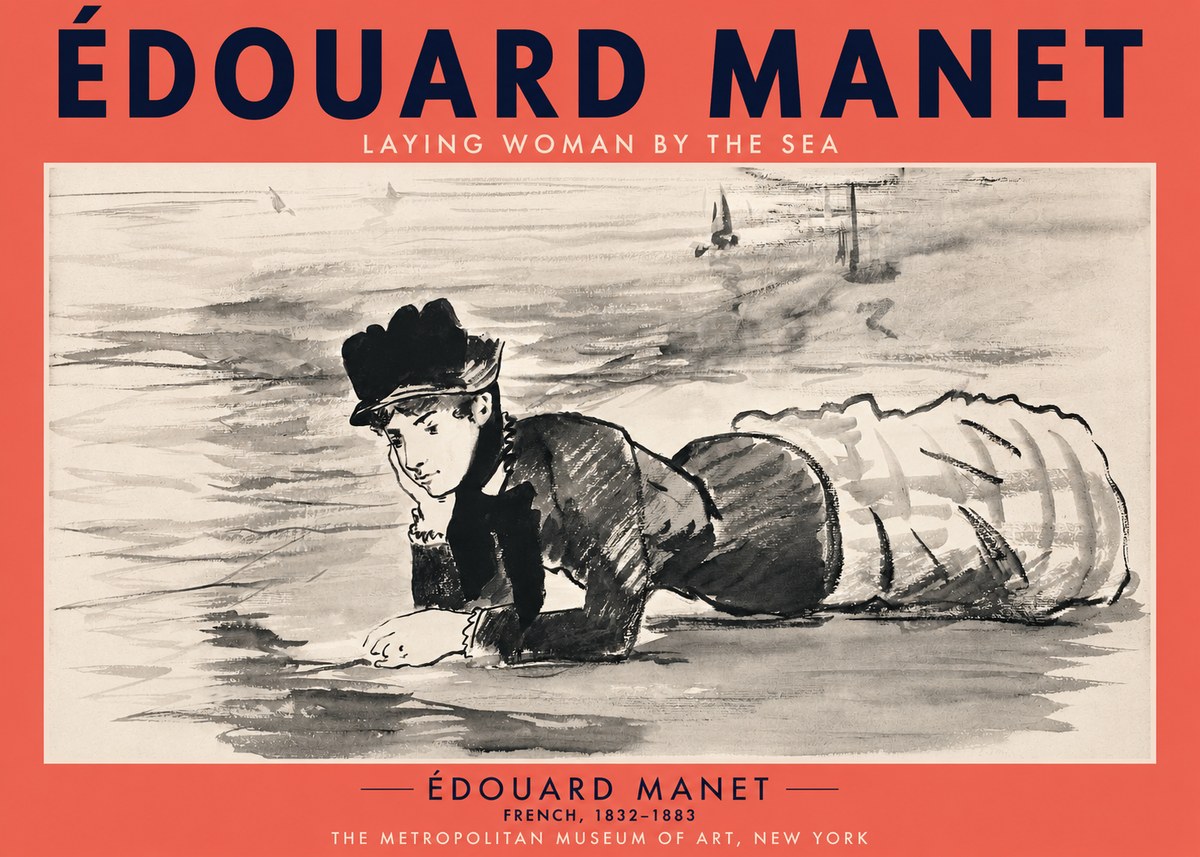 Édouard Manet Laying Woman by the Sea No2 - Affiche