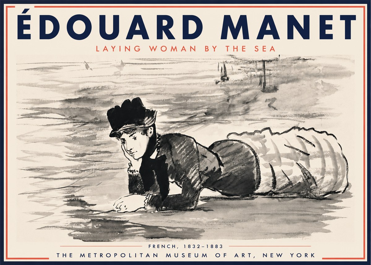 Édouard Manet Laying Woman by the Sea No3 - Affiche