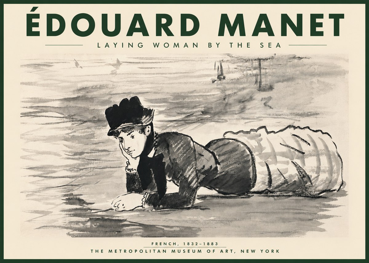 Édouard Manet Laying Woman by the Sea No4 - Affiche