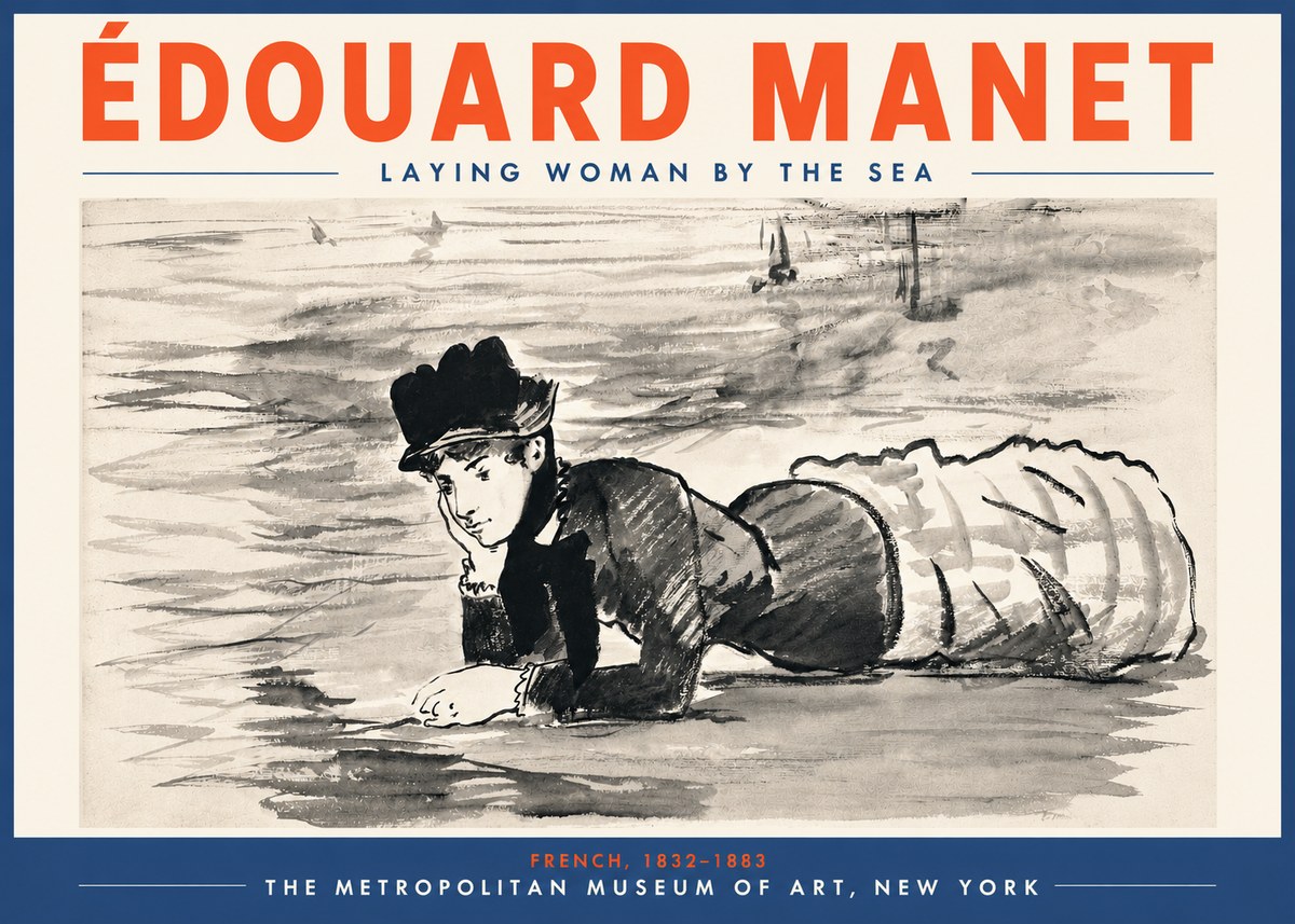 Édouard Manet Laying Woman by the Sea No5 - Affiche