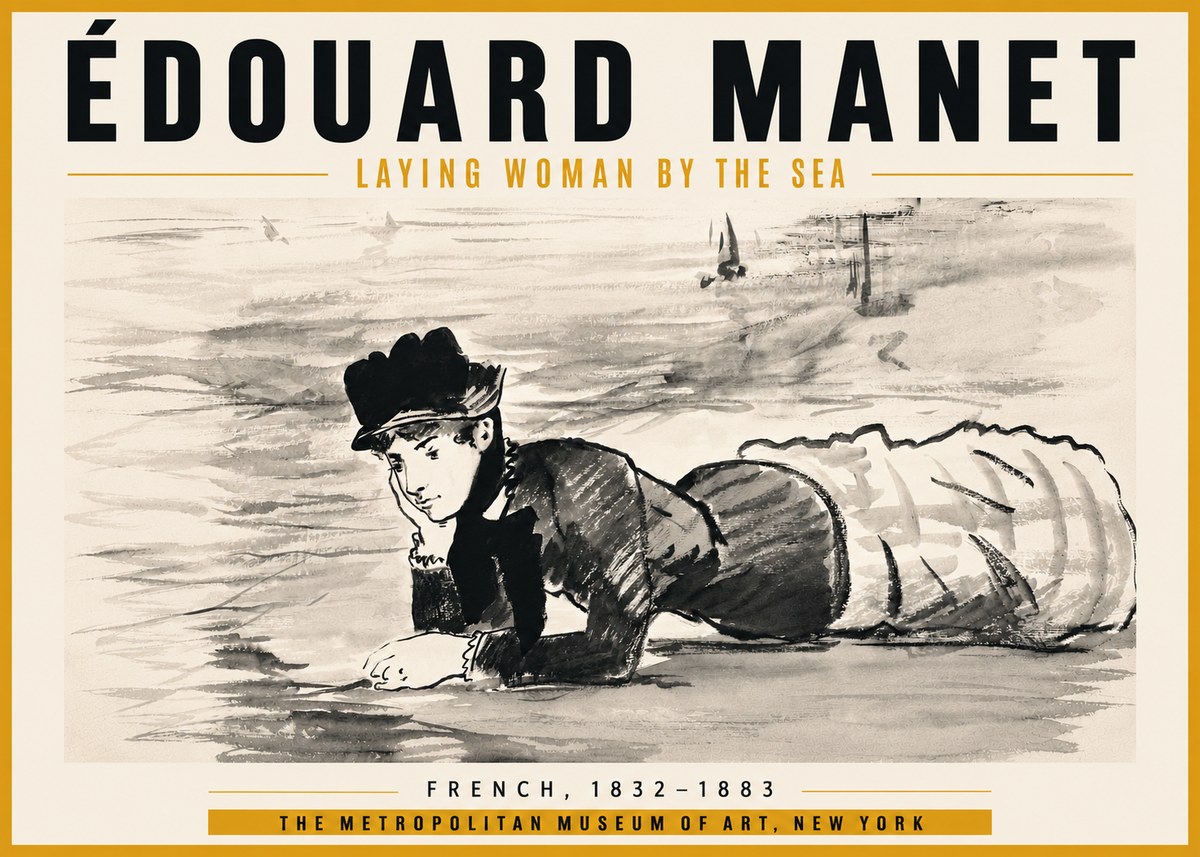Édouard Manet Laying Woman by the Sea No6 - Affiche