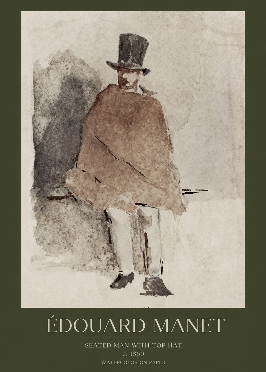 Édouard Manet Seated Man with Top Hat No1 - Affiche