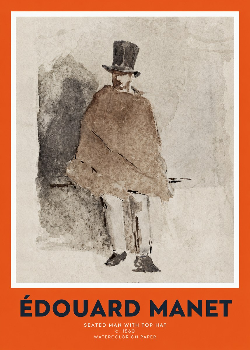 Édouard Manet Seated Man with Top Hat No2 - Affiche