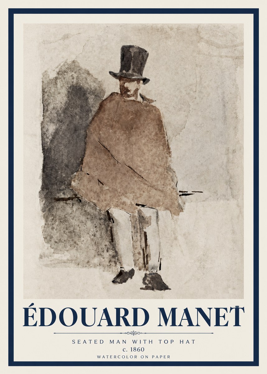 Édouard Manet Seated Man with Top Hat No3 - Affiche
