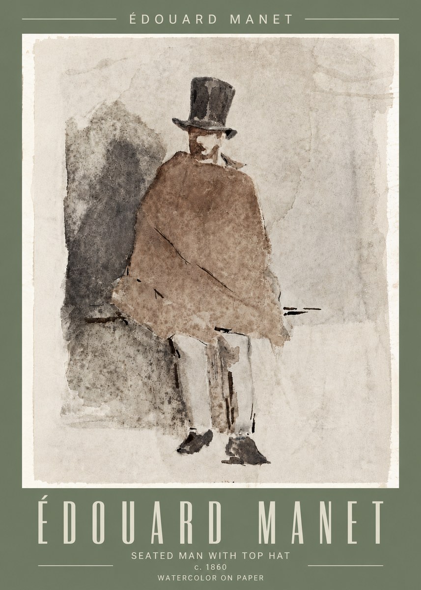 Édouard Manet Seated Man with Top Hat No4 - Affiche