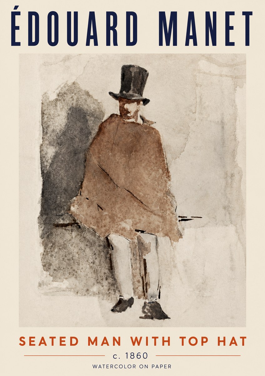 Édouard Manet Seated Man with Top Hat No5 - Affiche