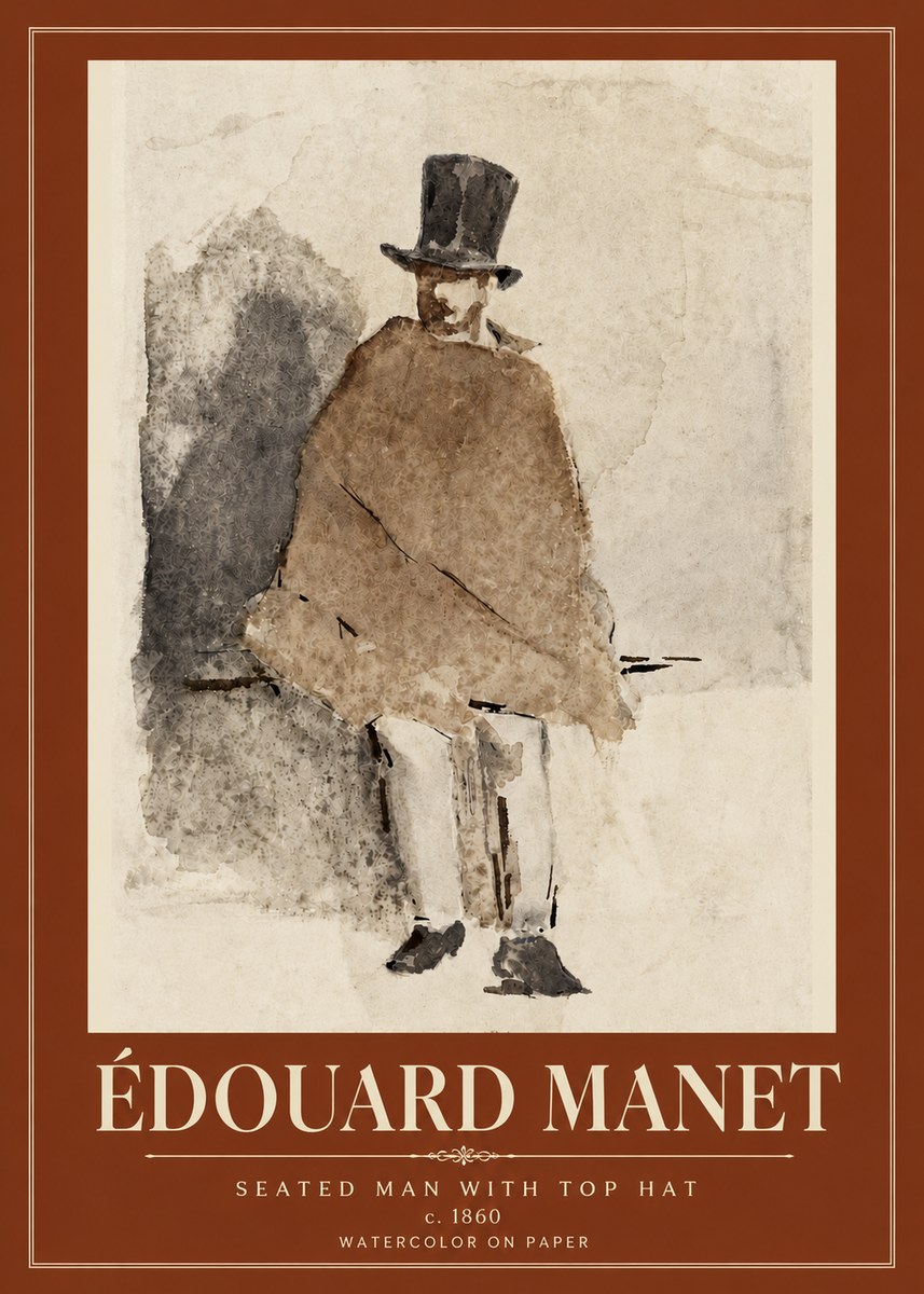 Édouard Manet Seated Man with Top Hat No6 - Affiche