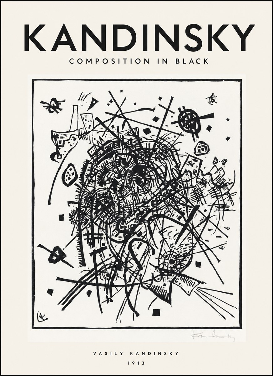 Kandinsky Composition in Black No1 - Affiche