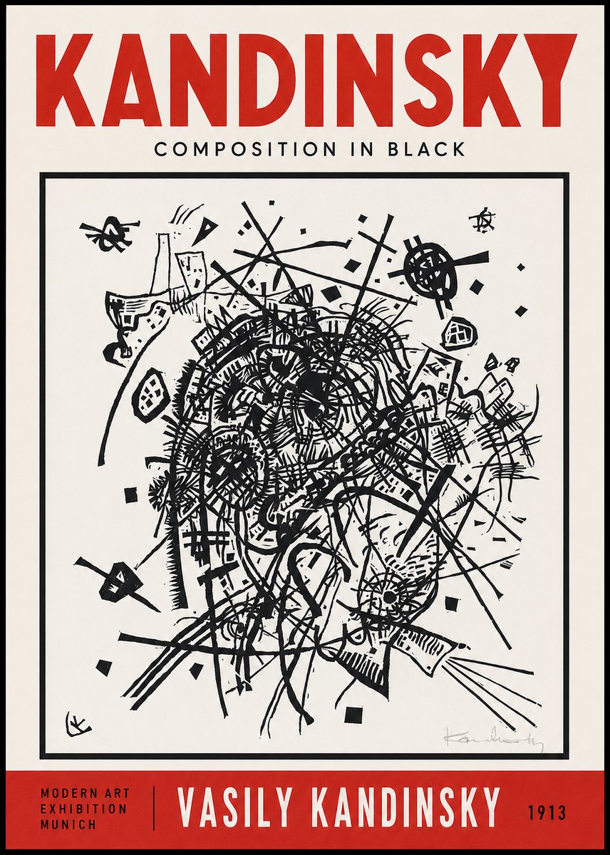 Kandinsky Composition in Black No2 - Affiche