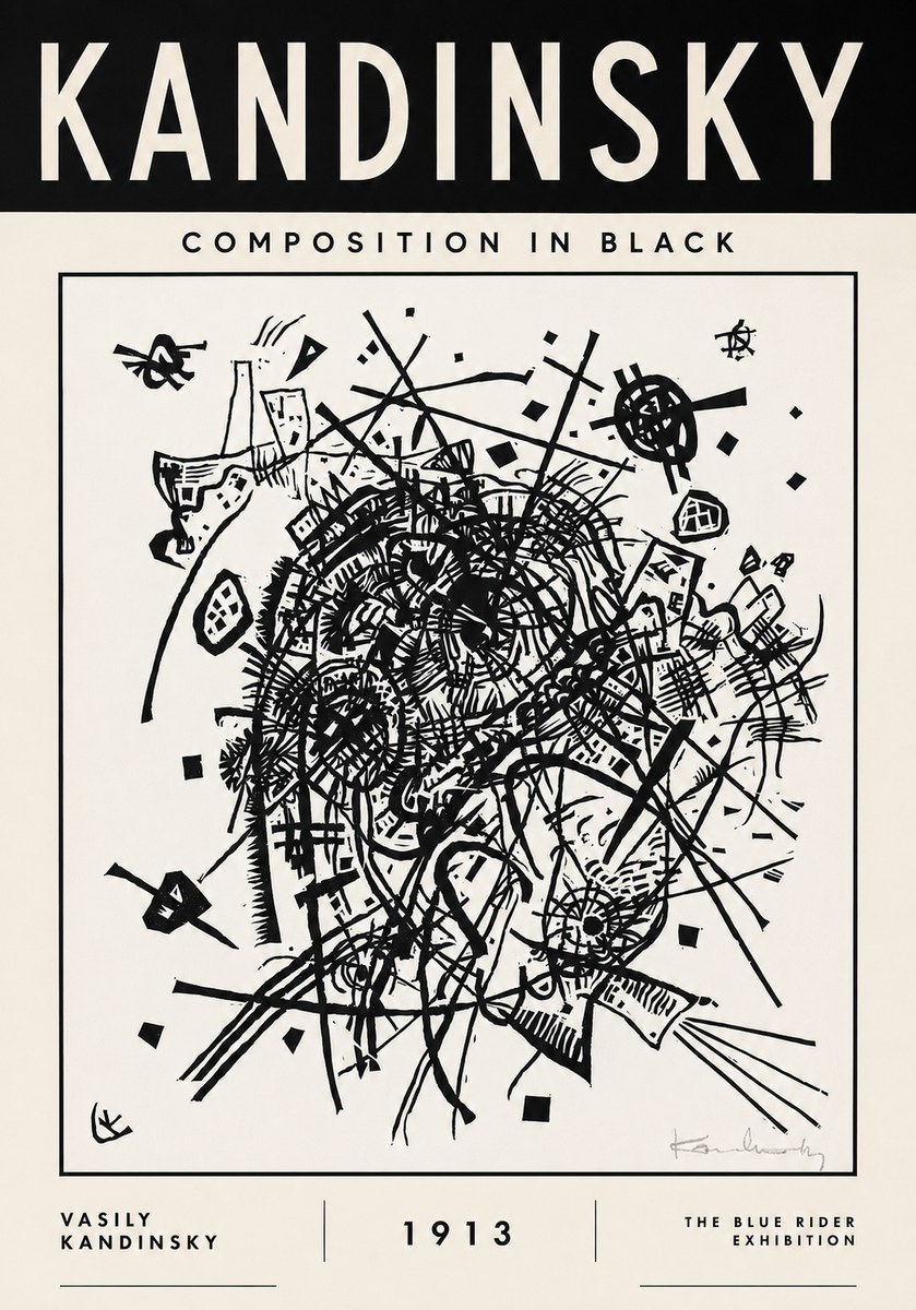 Kandinsky Composition in Black No3 - Affiche
