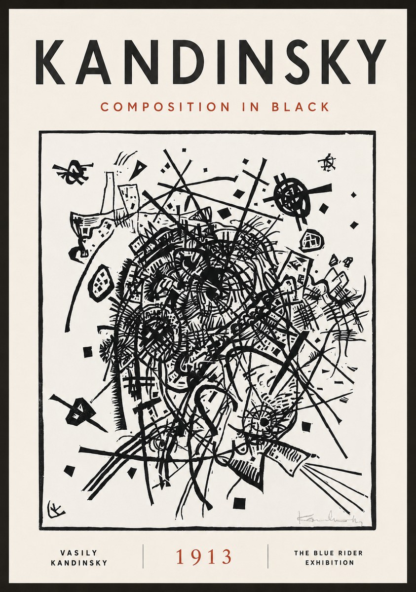 Kandinsky Composition in Black No4 - Affiche
