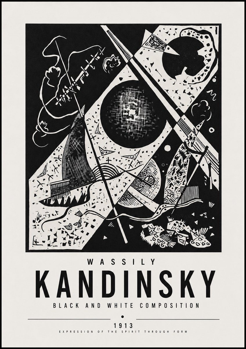 Kandinsky Black and White Composition No5 - Affiche