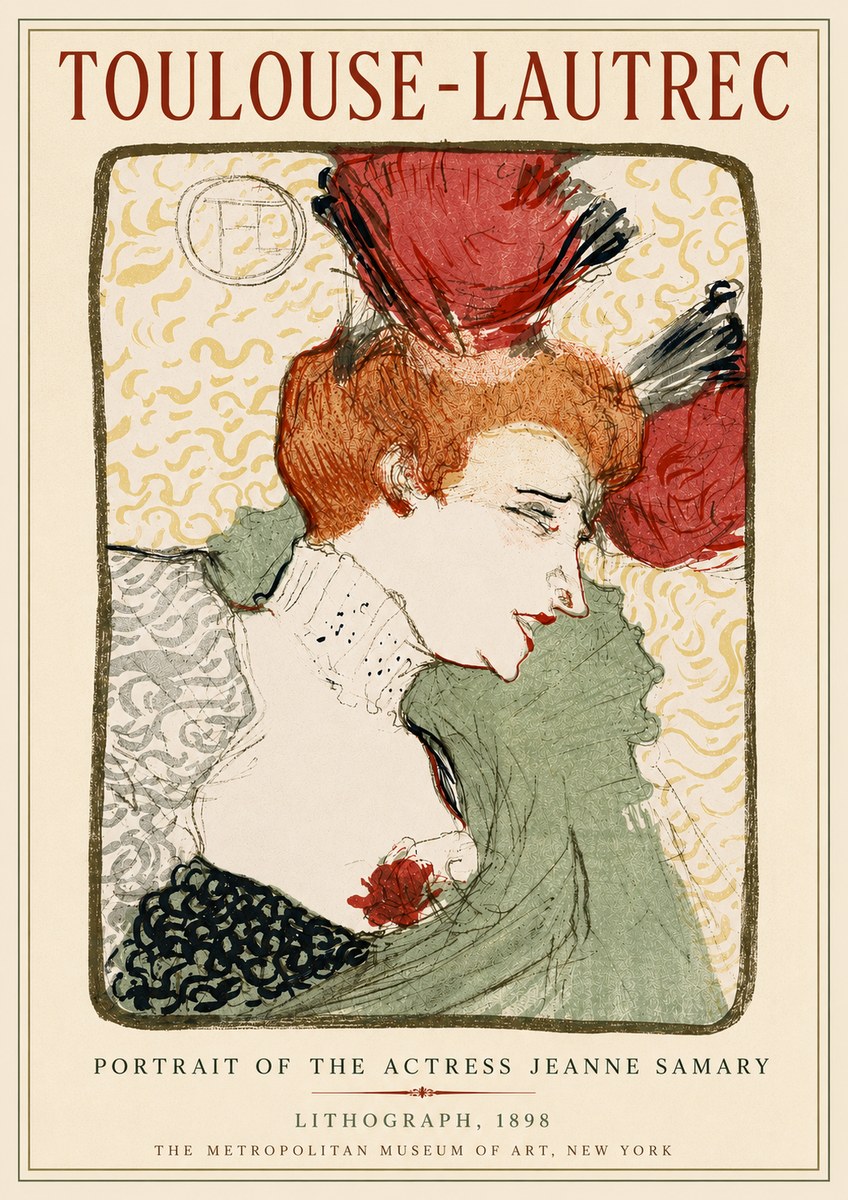 Toulouse-Lautrec Portrait of the Actress Jeanne Samary No6 - Affiche