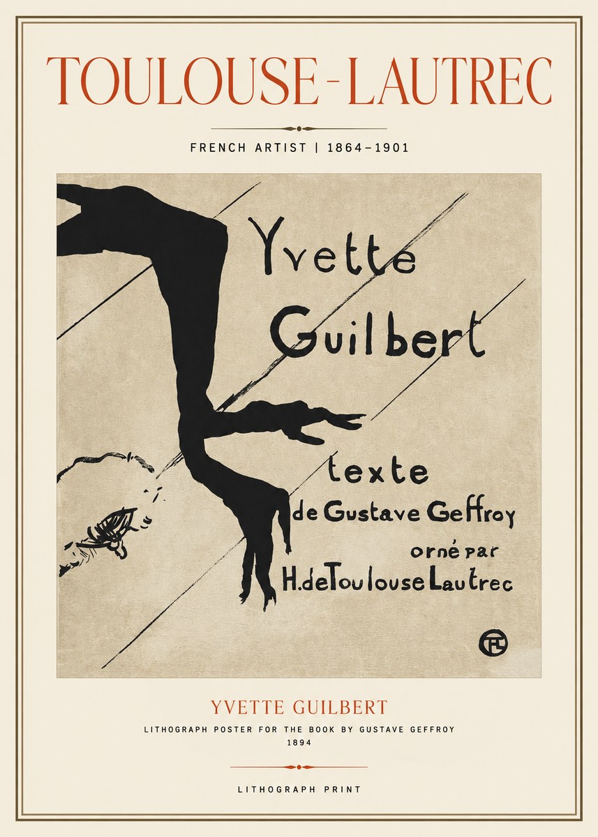 Toulouse-Lautrec Yvette Guilbert No1 - Affiche