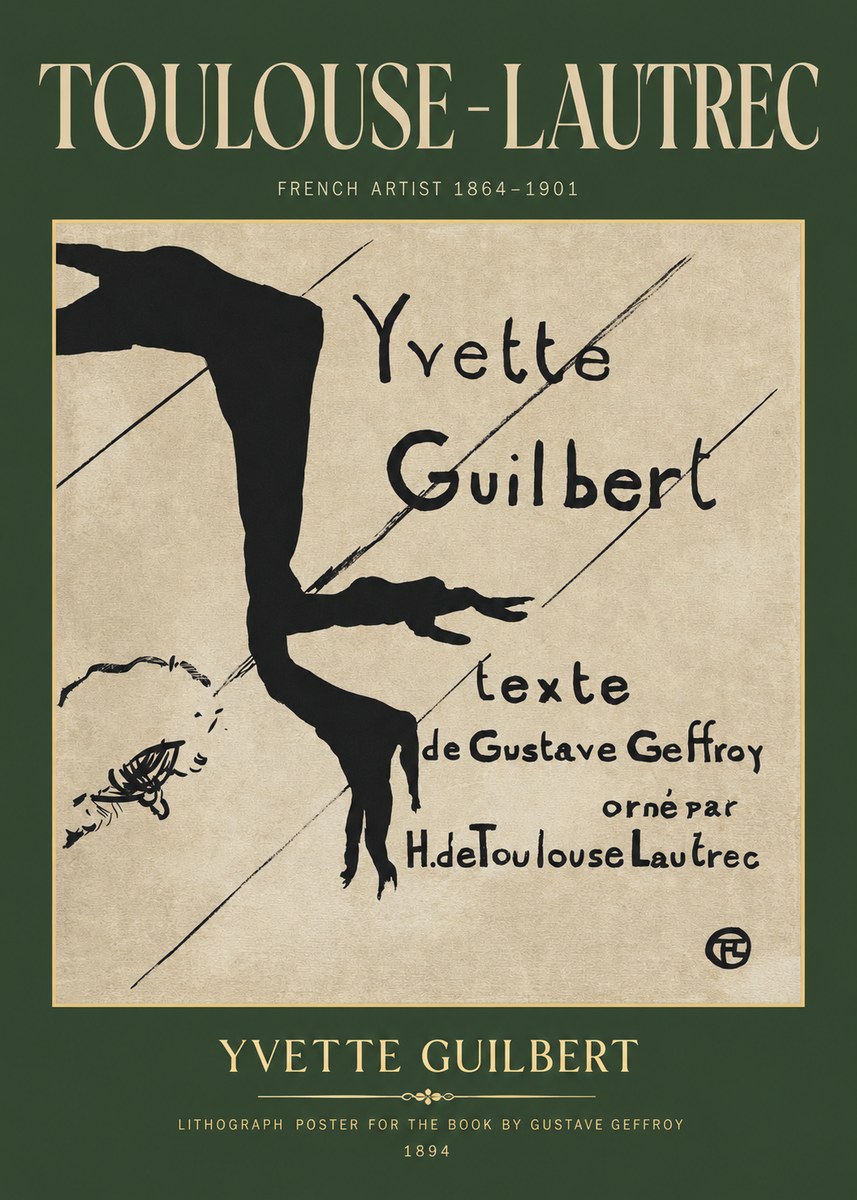Toulouse-Lautrec Yvette Guilbert No2 - Affiche