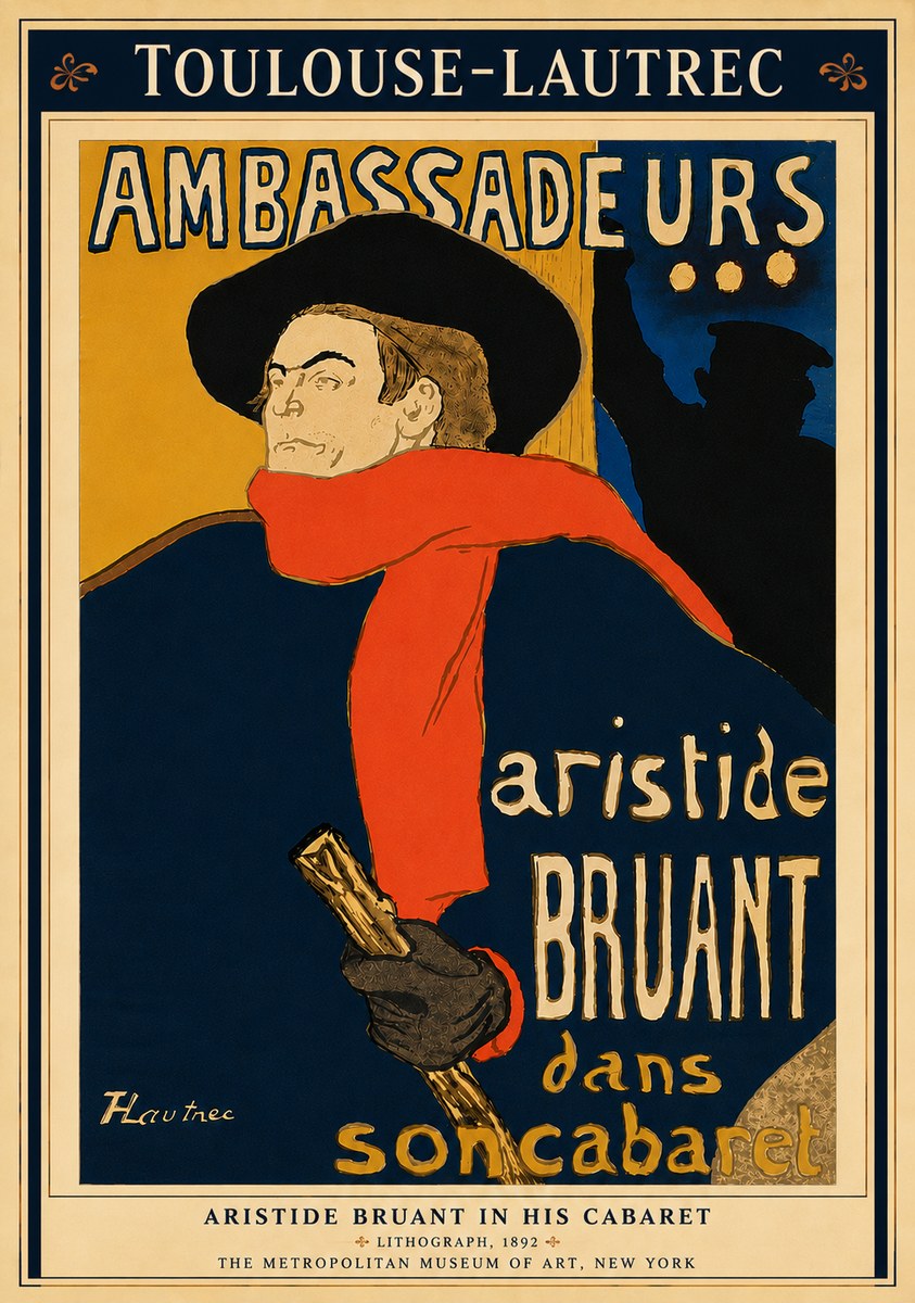 Toulouse-Lautrec Aristide Bruant in His Cabaret I No6 - Affiche