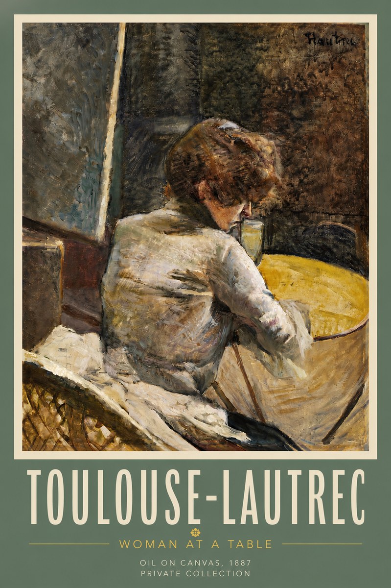 Toulouse-Lautrec Woman at a Table No5 - Affiche
