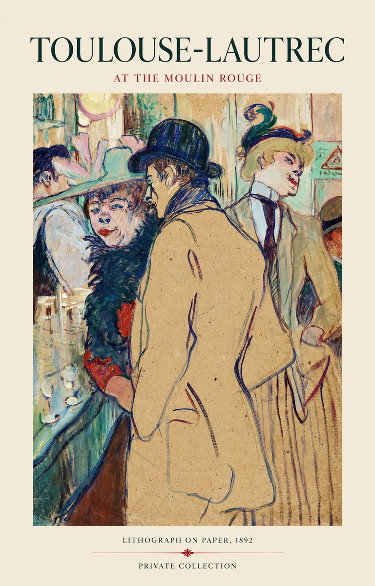 Toulouse-Lautrec At the Moulin Rouge II No1 - Affiche