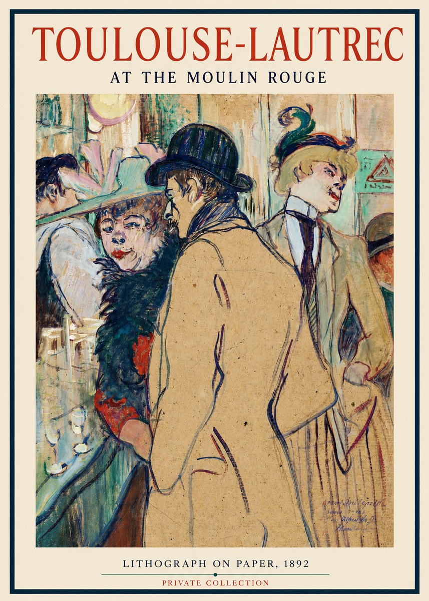 Toulouse-Lautrec At the Moulin Rouge No2 - Affiche
