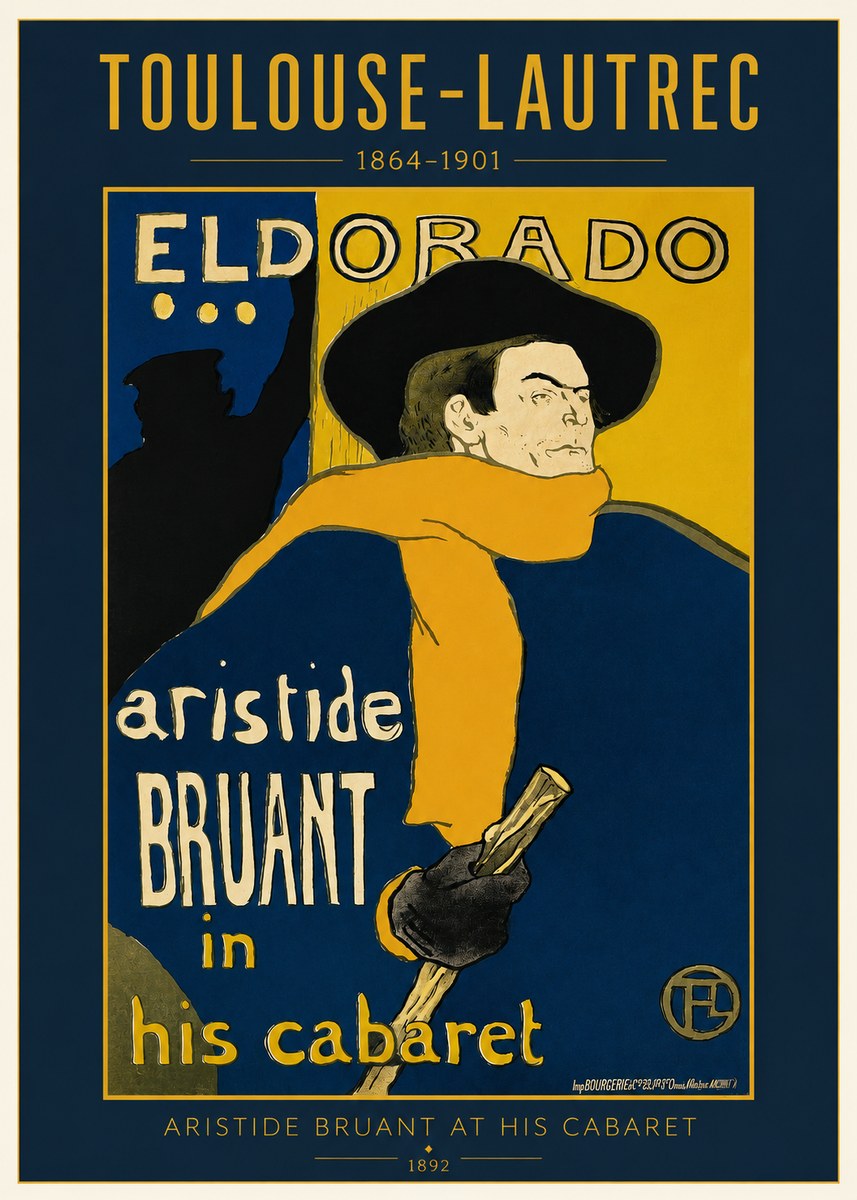 Toulouse-Lautrec Aristide Bruant at His Cabaret No2 - Affiche