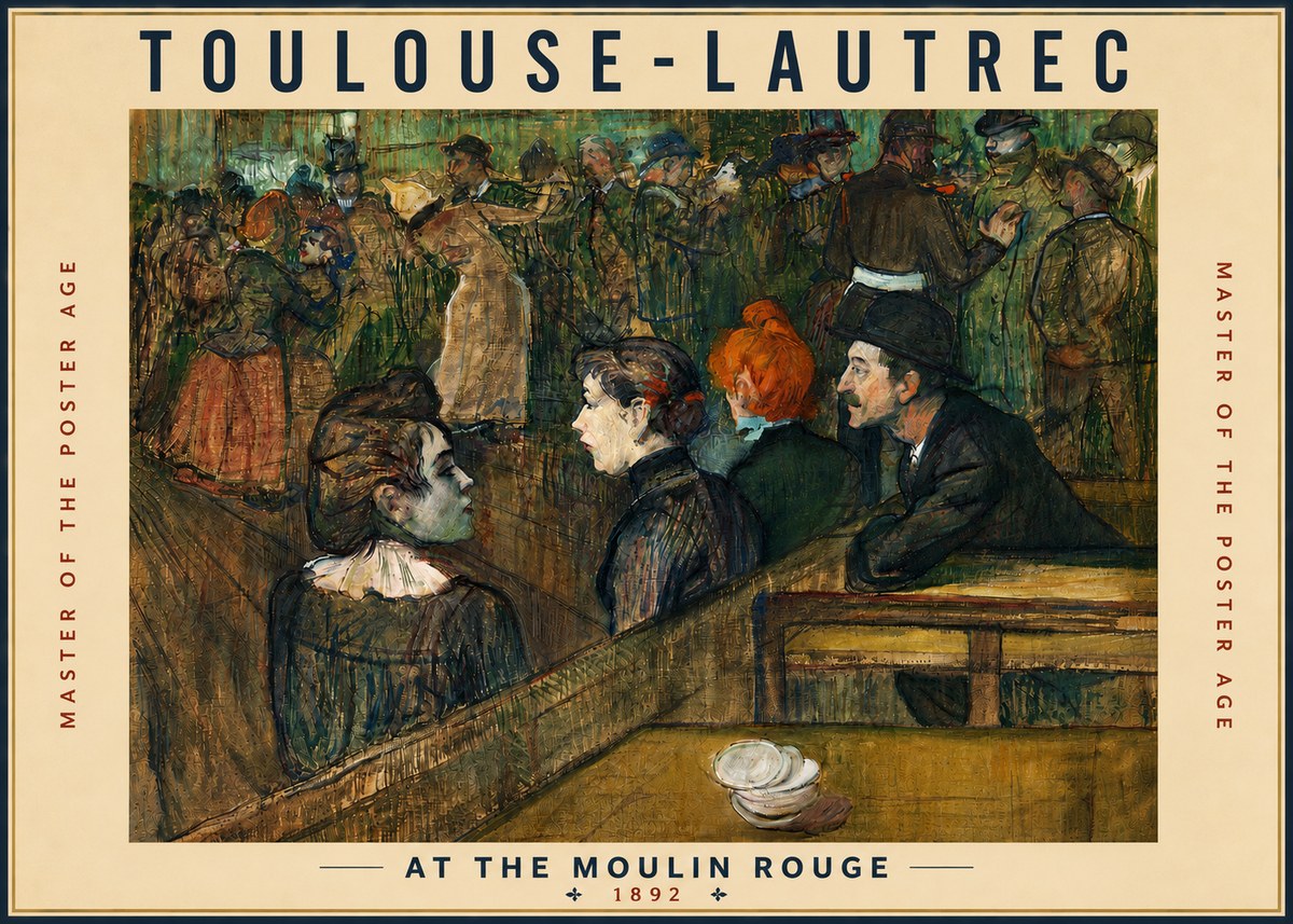 Toulouse-Lautrec At the Moulin Rouge V No4 - Affiche