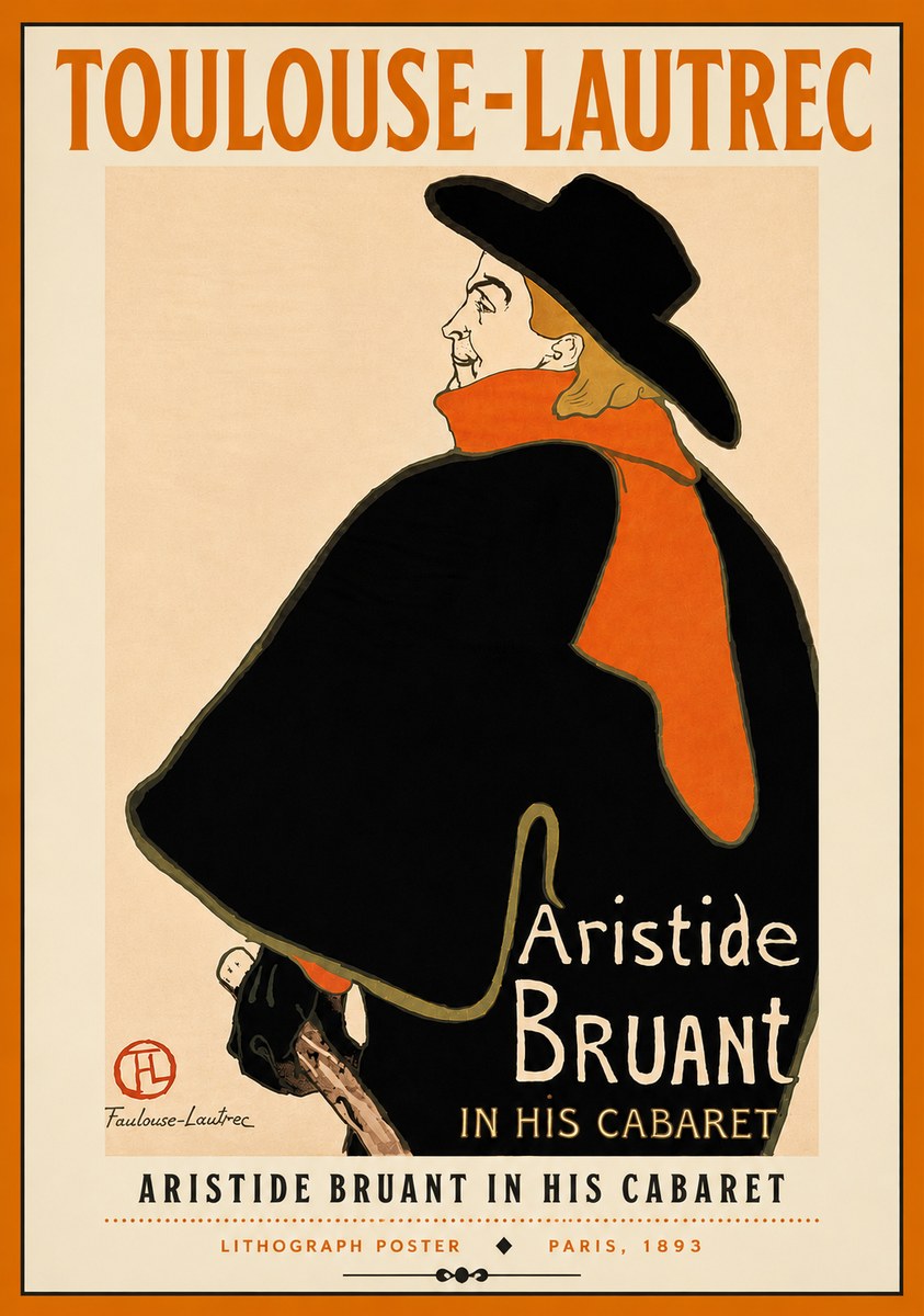 Toulouse-Lautrec Aristide Bruant in His Cabaret II No4 - Affiche