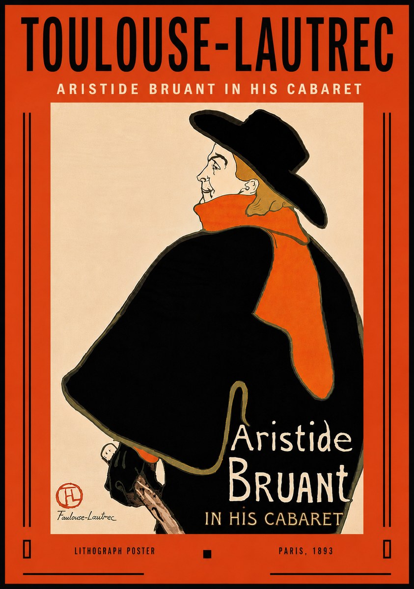 Toulouse-Lautrec Aristide Bruant in His Cabaret II No6 - Affiche
