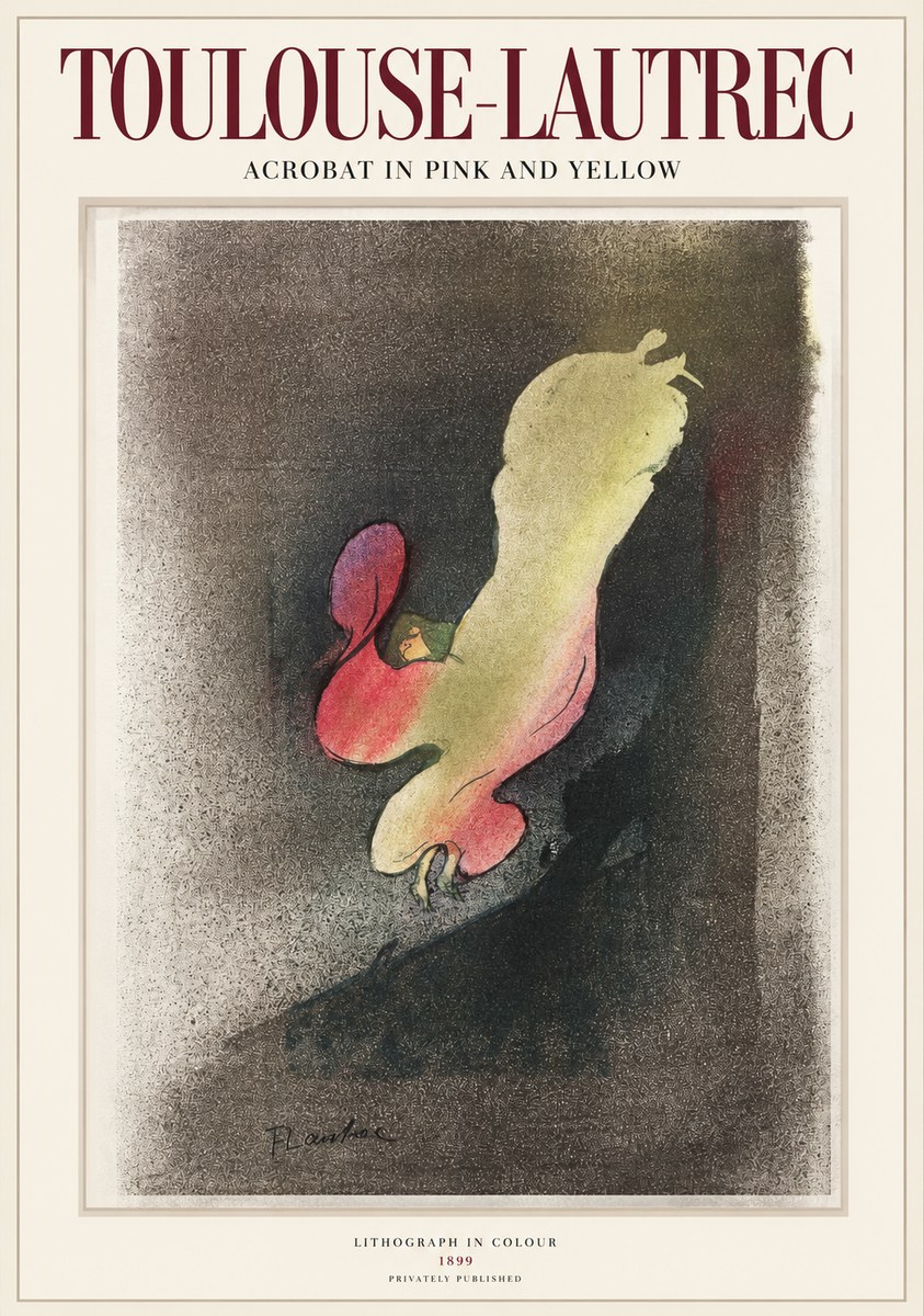 Toulouse-Lautrec Acrobat in Pink and Yellow No1 - Affiche