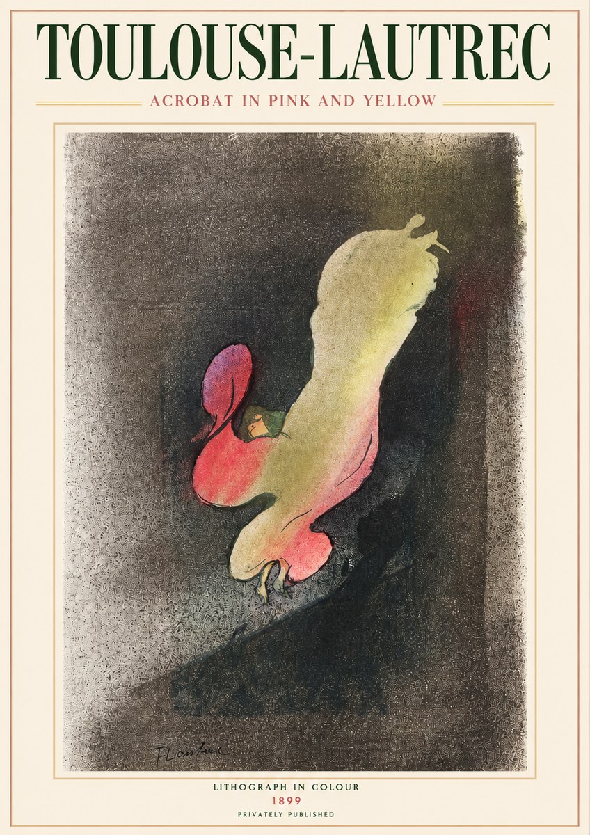 Toulouse-Lautrec Acrobat in Pink and Yellow No3 - Affiche