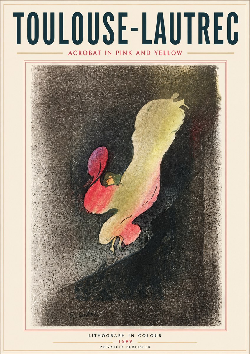 Toulouse-Lautrec Acrobat in Pink and Yellow No5 - Affiche