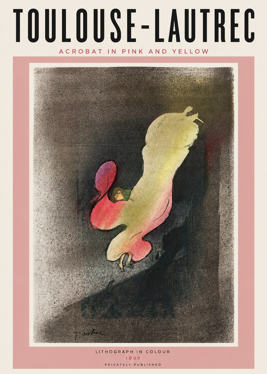 Toulouse-Lautrec Acrobat in Pink and Yellow No6 - Affiche