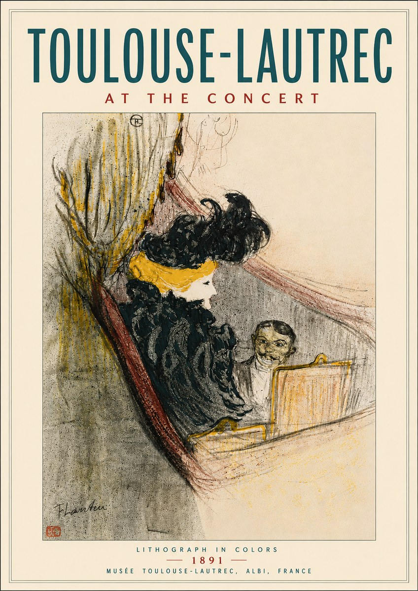Toulouse-Lautrec At the Concert No6 - Affiche