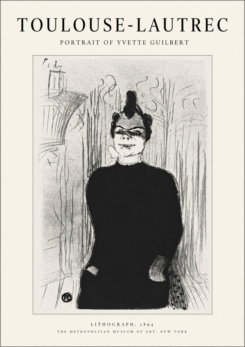 Toulouse-Lautrec Portrait of Yvette Guilbert No2 - Affiche