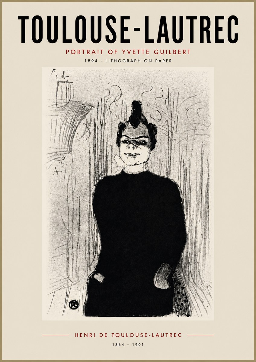 Toulouse-Lautrec Portrait of Yvette Guilbert No4 - Affiche