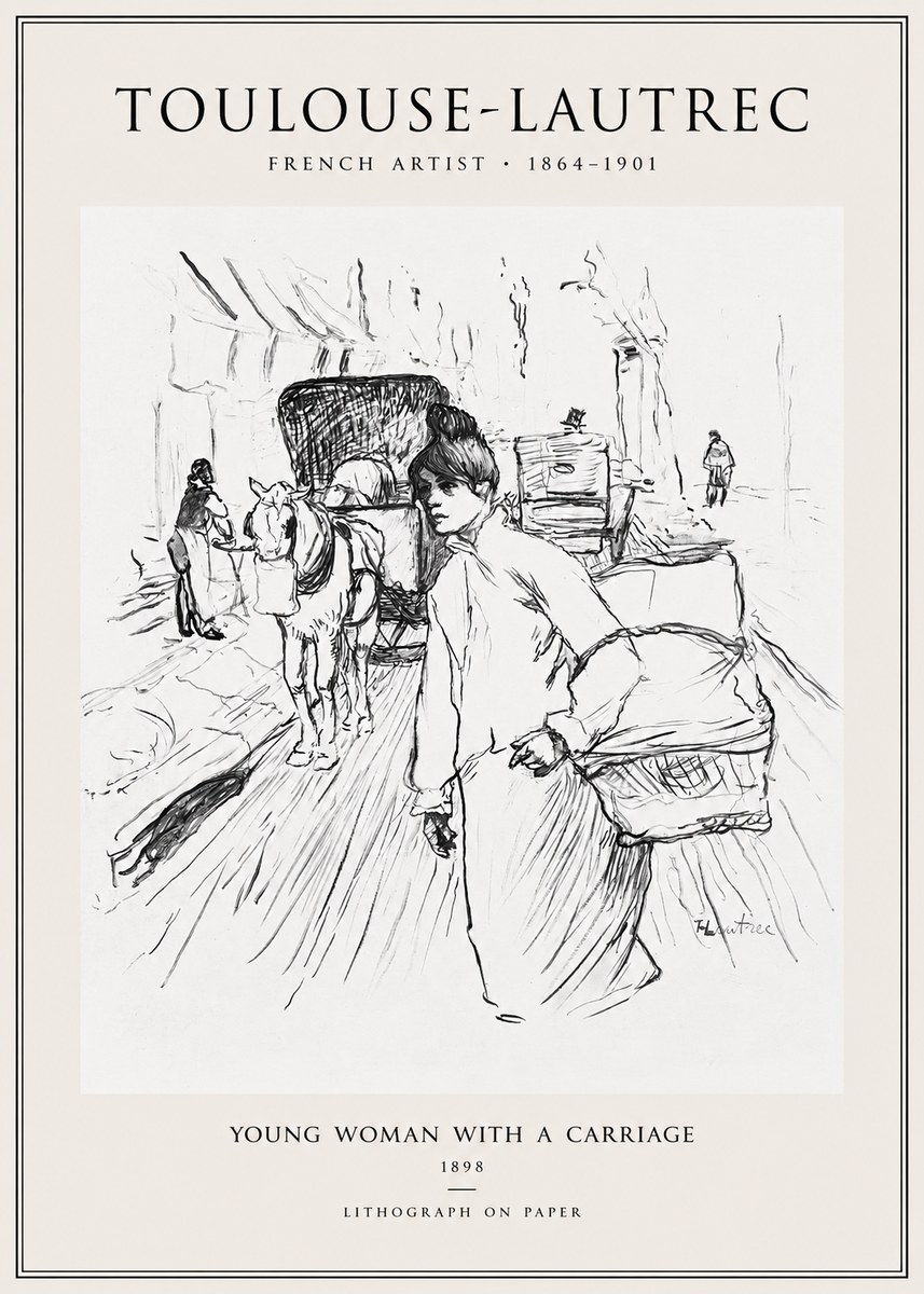 Toulouse-Lautrec Young Woman with a Carriage No1 - Affiche