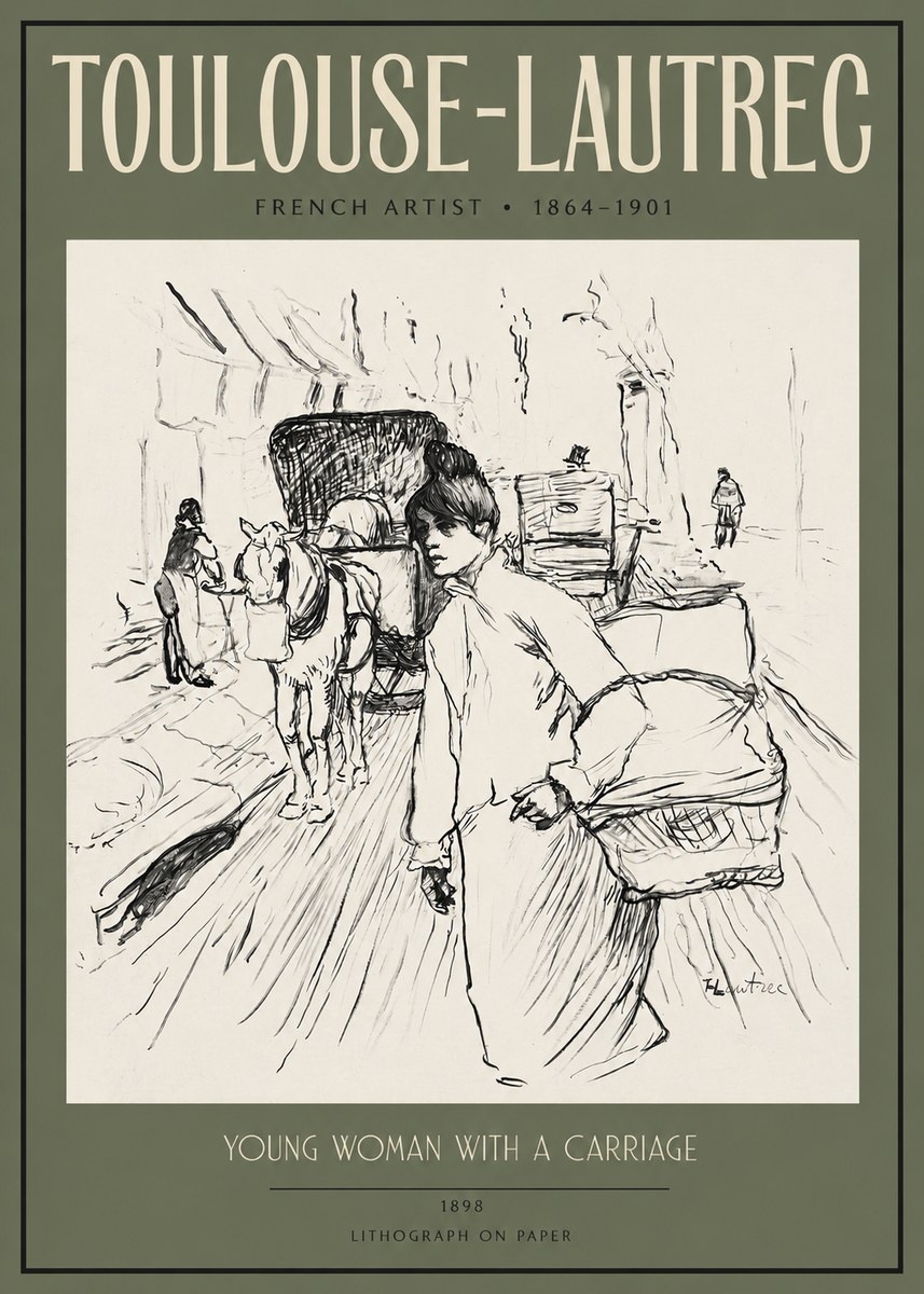 Toulouse-Lautrec Young Woman with a Carriage No2 - Affiche