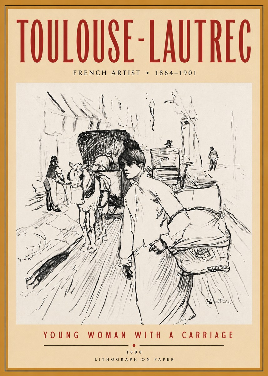 Toulouse-Lautrec Young Woman with a Carriage No3 - Affiche