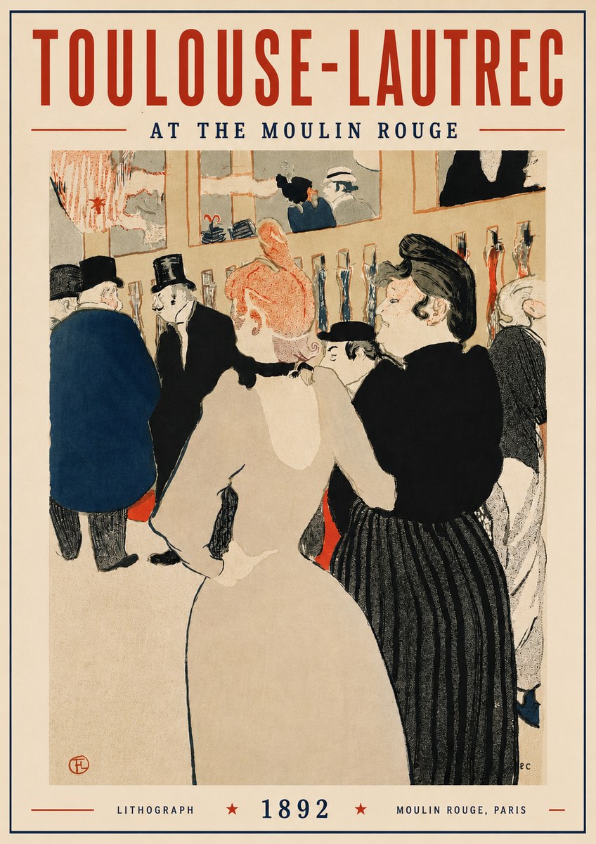 Toulouse-Lautrec At the Moulin Rouge VII No3 - Affiche