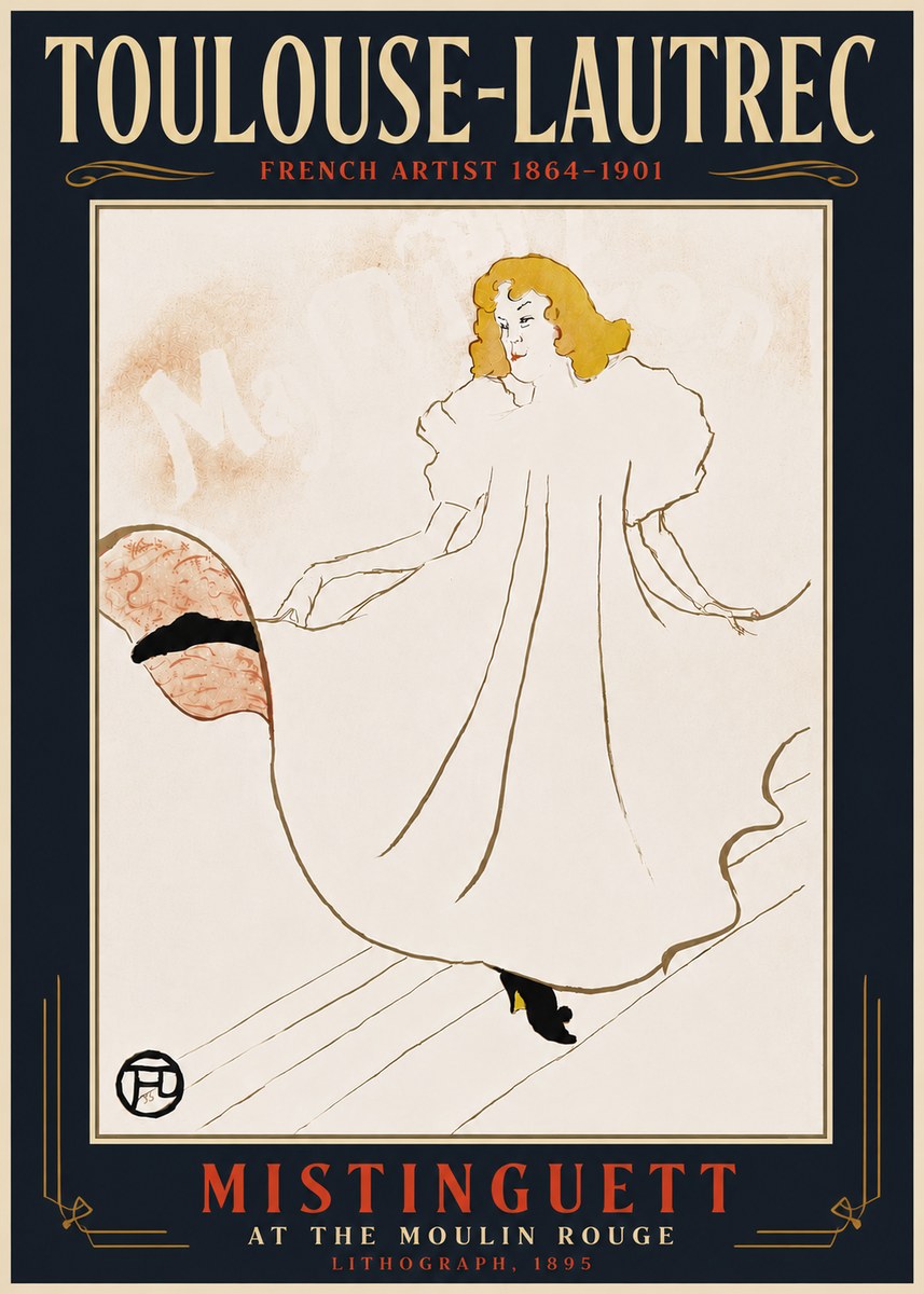 Toulouse-Lautrec Mistinguett at the Moulin Rouge No6 - Affiche