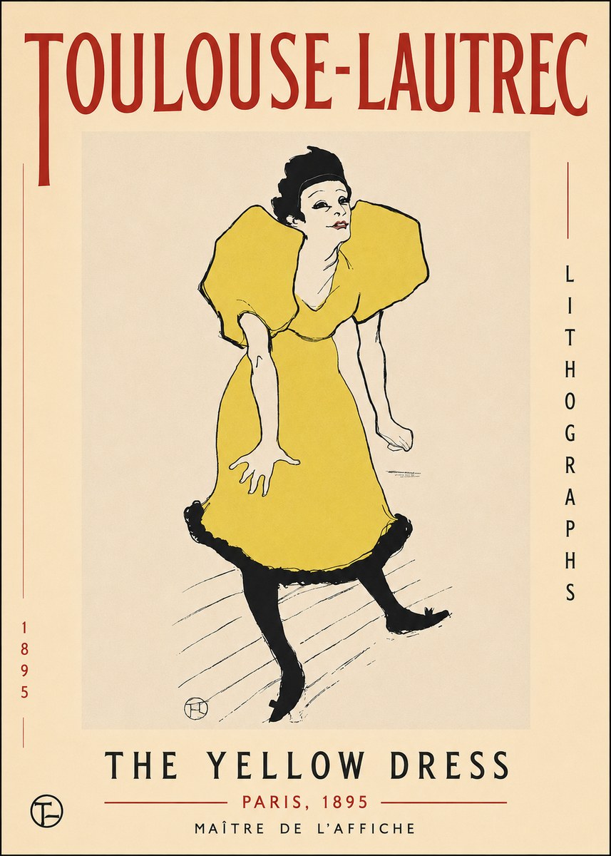 Toulouse-Lautrec The Yellow Dress No3 - Affiche