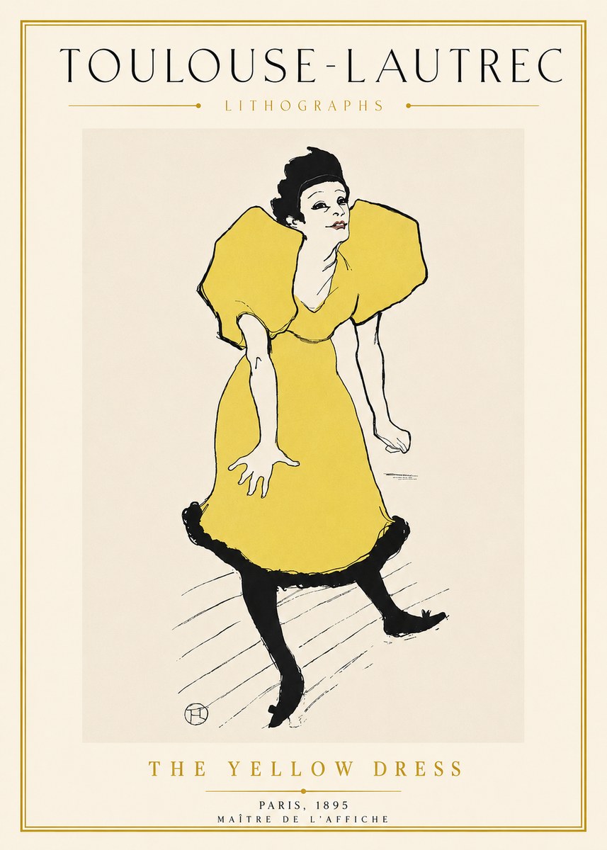 Toulouse-Lautrec The Yellow Dress No5 - Affiche