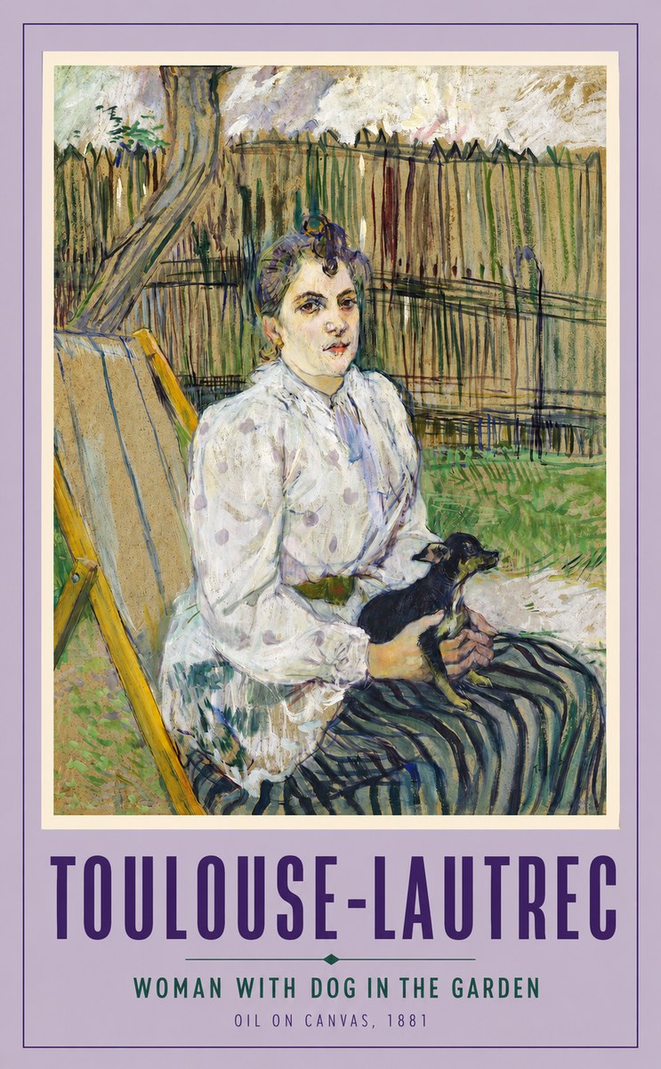 Toulouse-Lautrec Woman with Dog in the Garden No2 - Affiche
