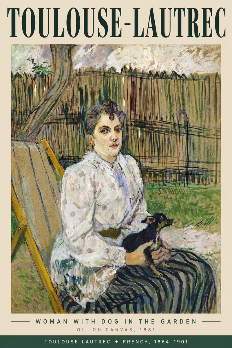 Toulouse-Lautrec Woman with Dog in the Garden No3 - Affiche