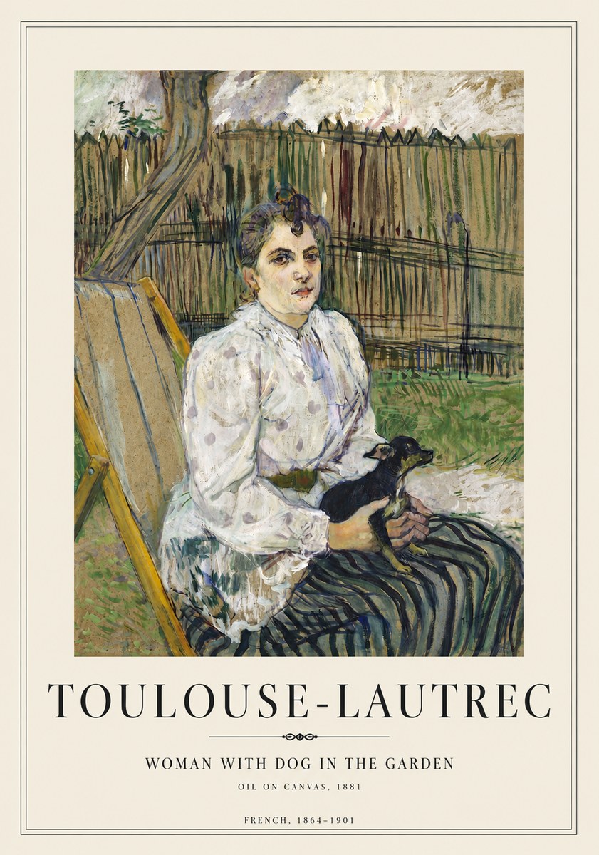 Toulouse-Lautrec Woman with Dog in the Garden No4 - Affiche