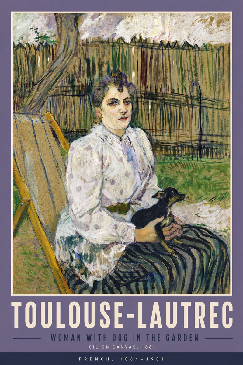 Toulouse-Lautrec Woman with Dog in the Garden No5 - Affiche