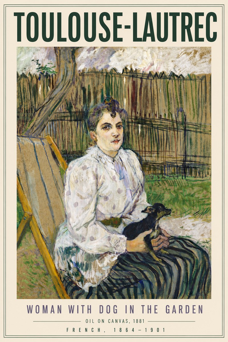 Toulouse-Lautrec Woman with Dog in the Garden No6 - Affiche
