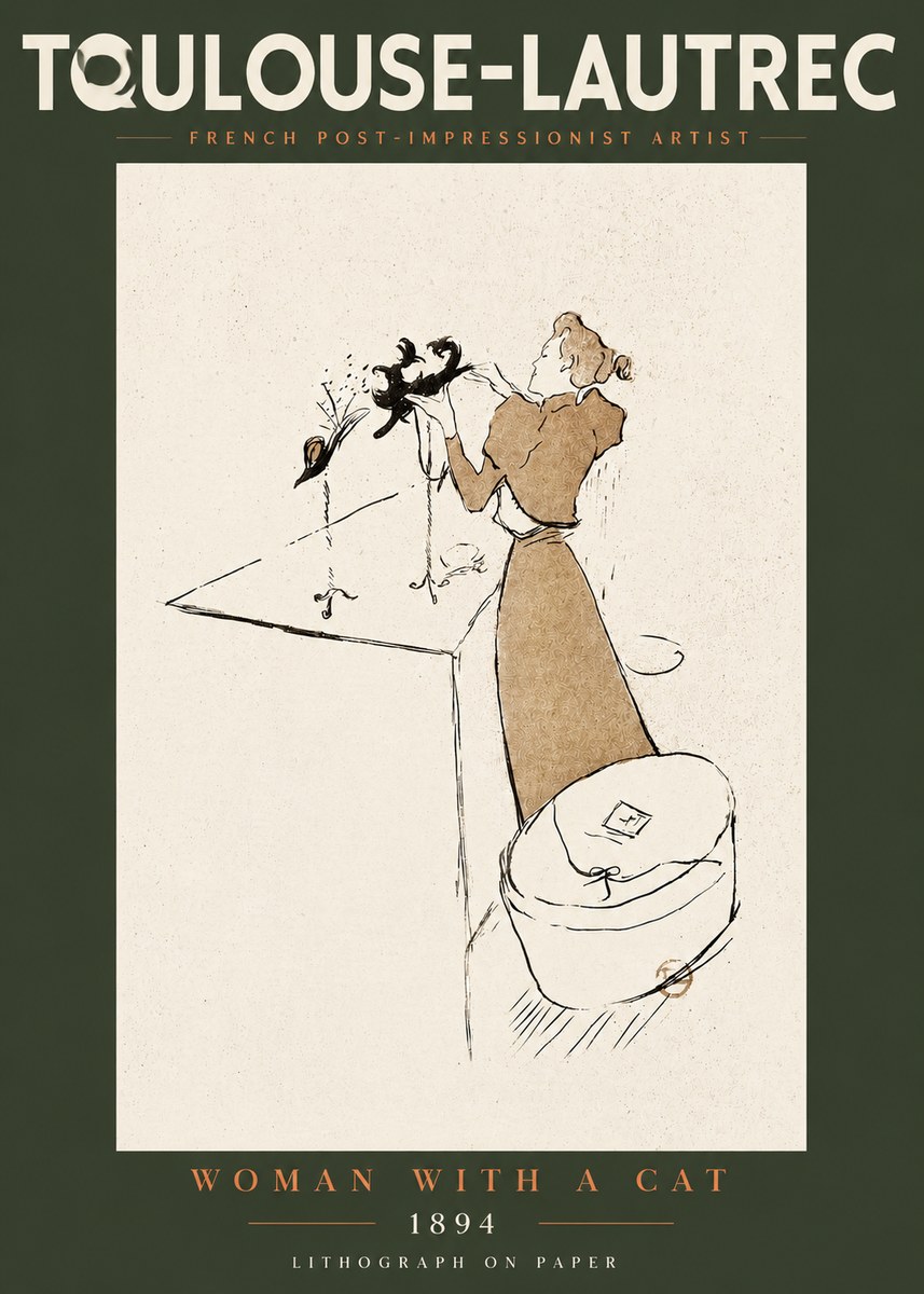 Toulouse-Lautrec Woman with a Cat No4 - Affiche