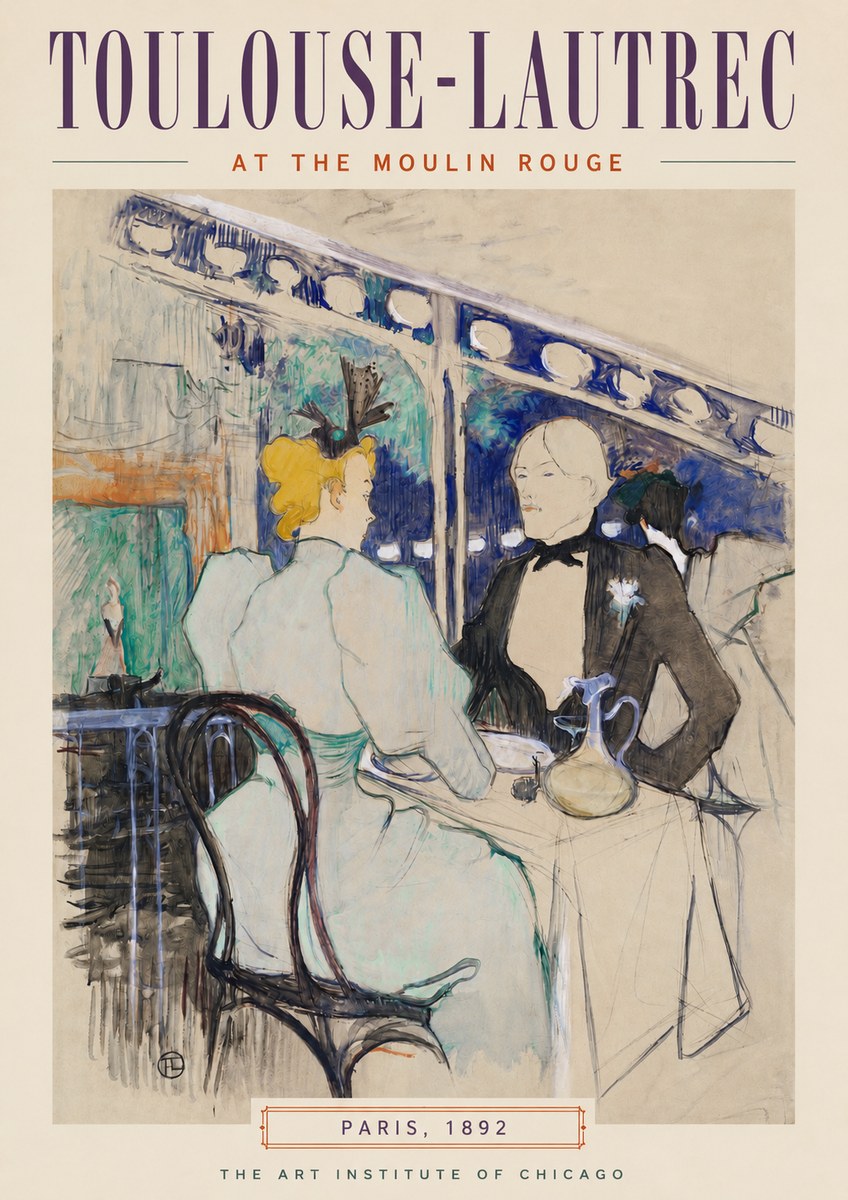 Toulouse-Lautrec At the Moulin Rouge No3 - Affiche