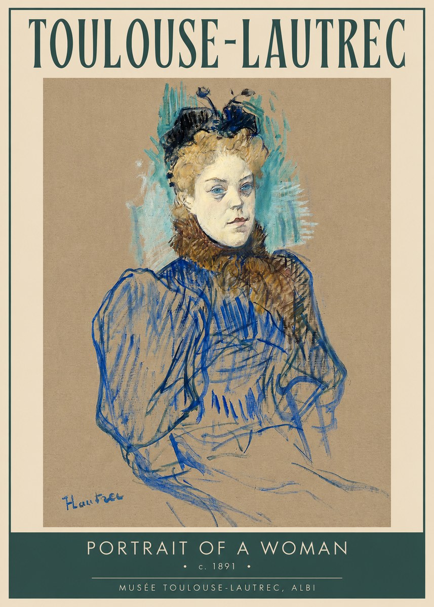 Toulouse-Lautrec Portrait of a Woman II No2 - Affiche