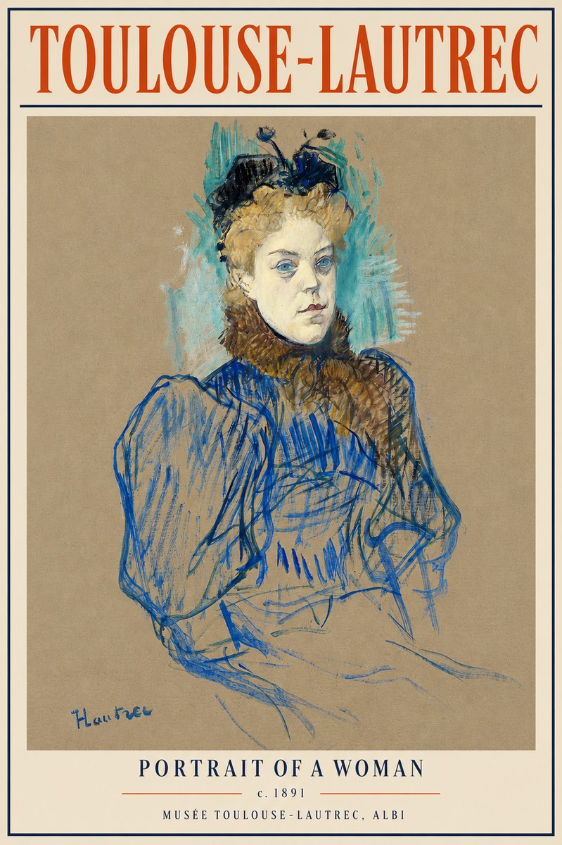 Toulouse-Lautrec Portrait of a Woman II No5 - Affiche
